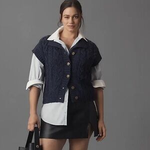 Collared Cable Knit 
Sweater Vest
PILCRO
NWOT
COLOR- Navy